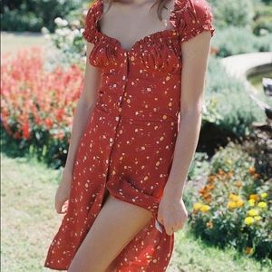 With Jeán Emilie Midi Dress in Red Floral XS